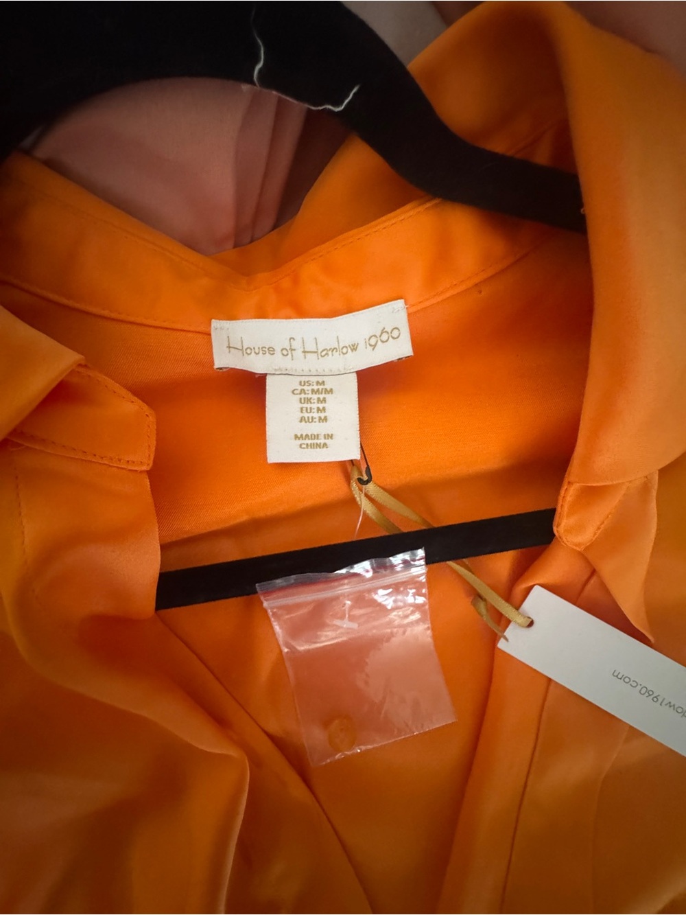 NEW House of Harlow 1960 Orange Satin Twist-Front Mini Dress, Medium - Picture 3 of 9